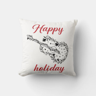 Happy Holiday Script Throw Pillow | Minimal Festiv Kussen