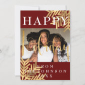 Happy Holiday Season Greeting Burgundy Gold Feestdagenkaart (Voorkant)