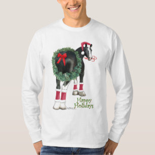 Happy Holiday Shire Draft Horse Wreath T-shirt