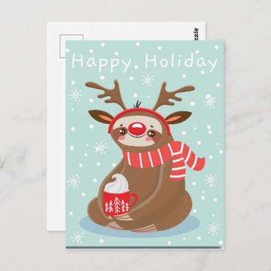 Happy Holiday Sloth Briefkaart (Voorkant / Achterkant)