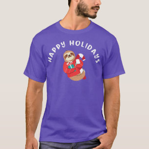 Happy Holiday Sloth Candy Cane Cute KerstArt T-shirt
