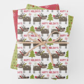 Happy Holiday-sneeuwvlokken schattige rendierkerst Inpakpapier Vel (In situ)