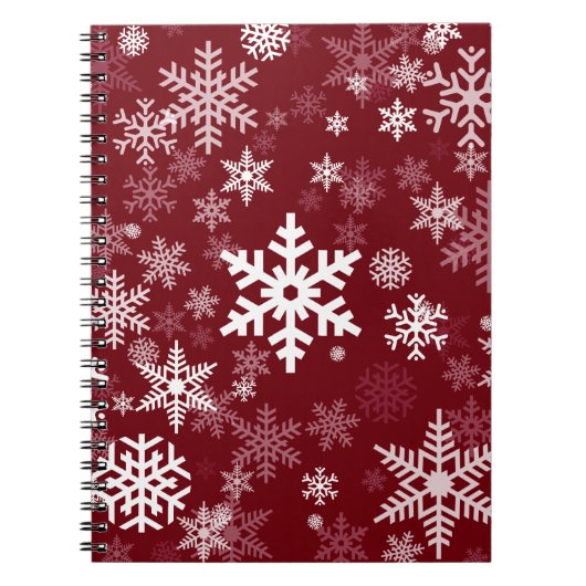 Happy Holiday Snowflakes Pattern Burgundy Notitieboek (Voorkant)
