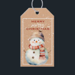 Happy Holiday Snowman Christmas Gift Label Cadeaulabel<br><div class="desc">Schattigee Sneeuwman in bruin gekleurd Pet en blauwgroen gekleurde Sjaal KERST CADEAU LABEL!</div>