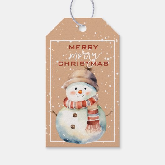 Happy Holiday Snowman Christmas Gift Label Cadeaulabel (Voorkant)