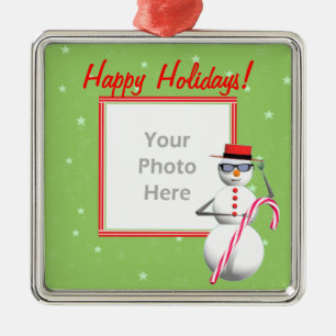 Happy Holiday Snowman (foto lijst) Metalen Ornament