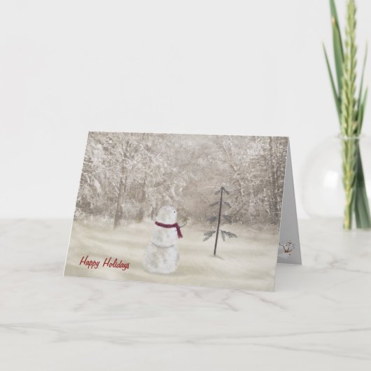 Happy Holiday Snowman met Star Feestdagen Kaart (Voorkant)