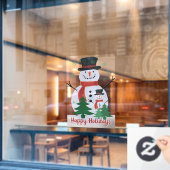 Happy Holiday Snowman Window Cling Raamsticker (Cafe Raam)