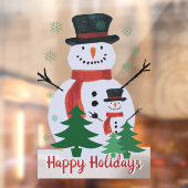 Happy Holiday Snowman Window Cling Raamsticker (Vel 2)