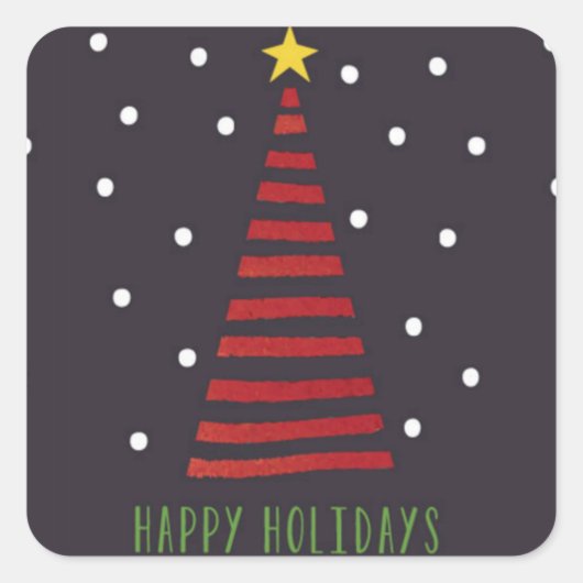 Happy Holiday Sticker - Square (Voorkant)