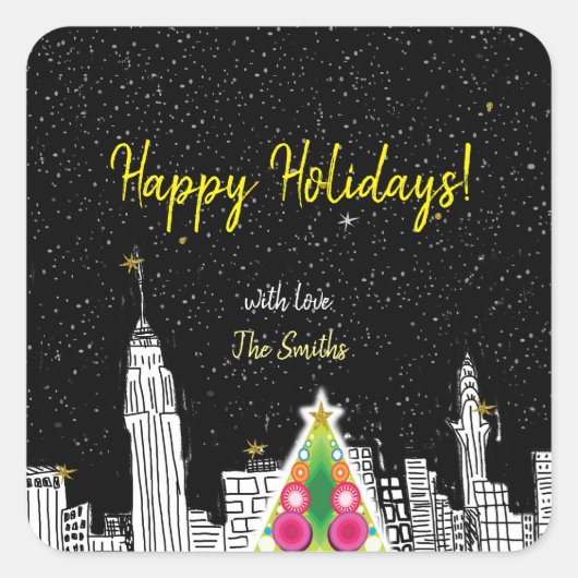 Happy Holiday stickers Kaarten kerstseizoen (Voorkant)