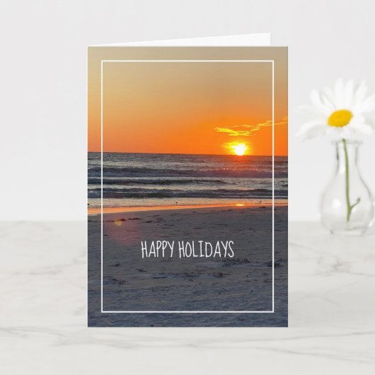 Happy Holiday Sunset Beach Foto Kaart (Kleine Plant)