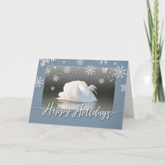 Happy Holiday Swan Card Feestdagen Kaart (Voorkant)