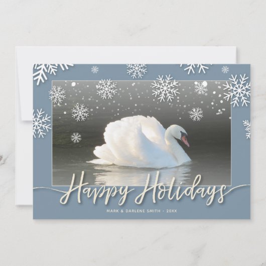 Happy Holiday Swans Flat Kaart (Voorkant)