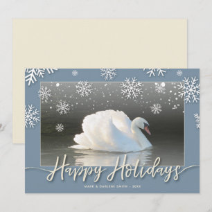 Happy Holiday Swans Flat Kaart