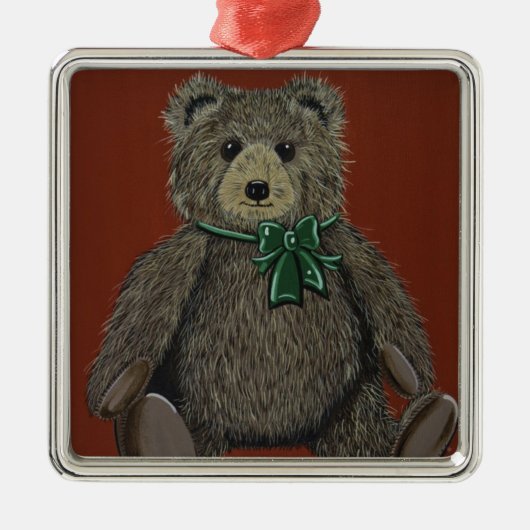 Happy Holiday Teddy Metalen Ornament (Voorkant)