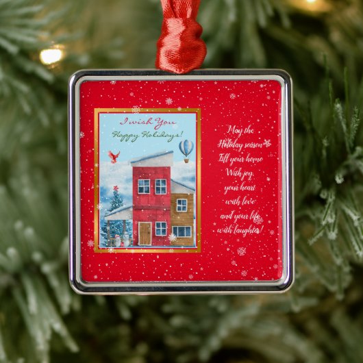 Happy Holiday-tijd aanpassen Metalen Ornament (Boom)