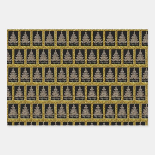 Happy Holiday Tree Victoriaans kerstfeest Inpakpapier Vel (Voorkant 3)