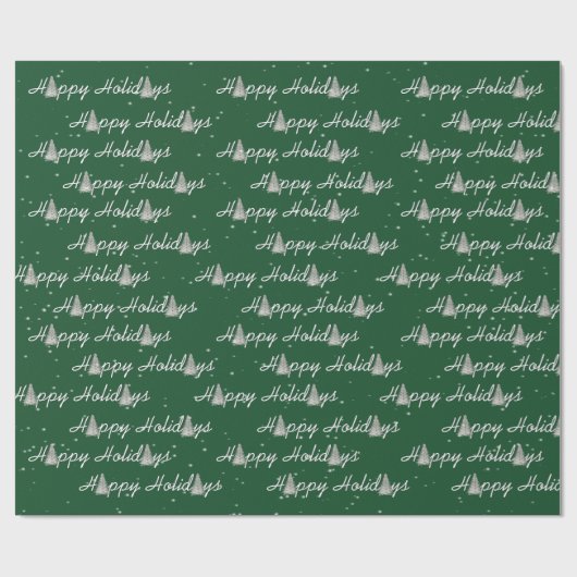 Happy Holiday Trees op groen Cadeaupapier (Vlak)