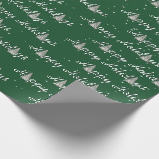 Happy Holiday Trees op groen Cadeaupapier (Hoek)
