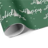 Happy Holiday Trees op groen Cadeaupapier (Rol Hoek)