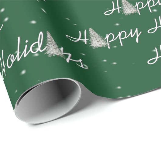 Happy Holiday Trees op groen Cadeaupapier (Rol Hoek)