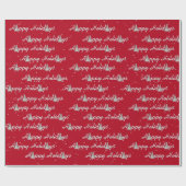 Happy Holiday Trees op rood Cadeaupapier (Vlak)