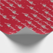 Happy Holiday Trees op rood Cadeaupapier (Hoek)