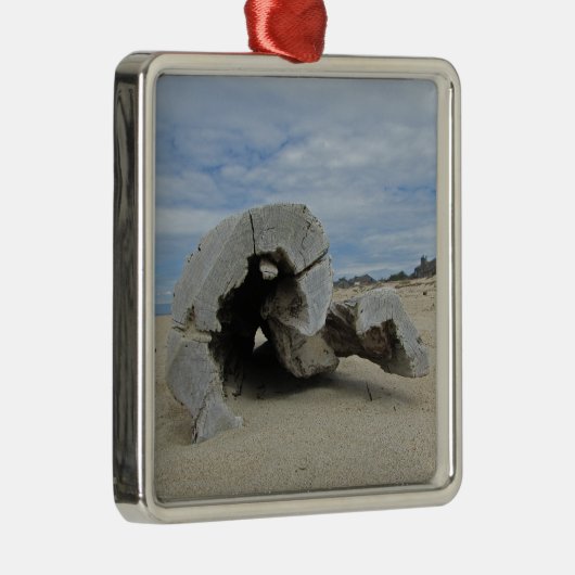 Happy Holiday Warm Pacific Coast Beach Driftwood Metalen Ornament (Rechts)