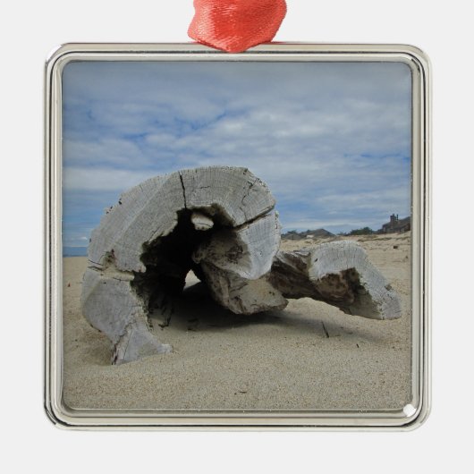Happy Holiday Warm Pacific Coast Beach Driftwood Metalen Ornament (Voorkant)