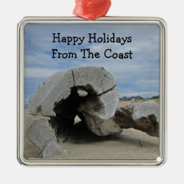 Happy Holiday Warm Pacific Coast Beach Driftwood Metalen Ornament