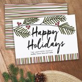 Happy Holiday Whimsical Pine Branch Non-Photo Feestdagenkaart