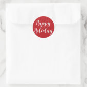 Happy Holiday White Script Rood Eenvoudig Ronde Sticker (Tas)