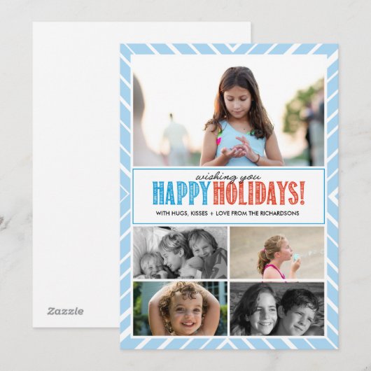 Happy Holiday Wishes x5 Feestdagenkaart (Voorkant / Achterkant)