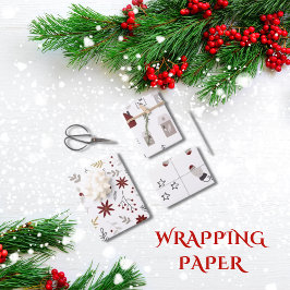 Happy Holiday Wrapping Paper Flat Sheet Set van 3