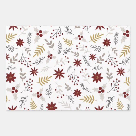 Happy Holiday Wrapping Paper Flat Sheet Set van 3 (Voorkant)