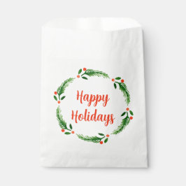 Happy Holiday Wreath Favor Bags Bedankzakje
