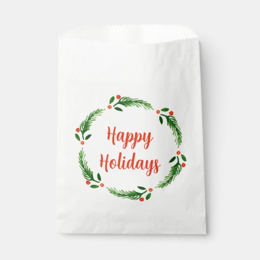 Happy Holiday Wreath Favor Bags Bedankzakje (Voorkant)