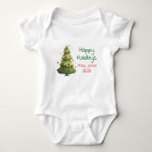 Happy Holidays 2025, Christmas Tree, Personalized  Romper (Voorkant)