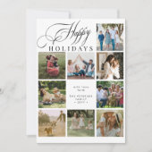Happy Holidays 9 photo collage modern Christmas Feestdagenkaart (Voorkant)