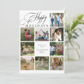 Happy Holidays 9 photo collage modern Christmas Feestdagenkaart (Staand voorkant)