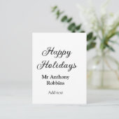 Happy holidays add name date year simple minimChri Briefkaart (Staand voorkant)