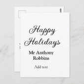 Happy holidays add name date year simple minimChri Briefkaart (Voorkant / Achterkant)