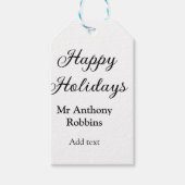 Happy holidays add name date year simple minimChri Cadeaulabel (Voorkant)