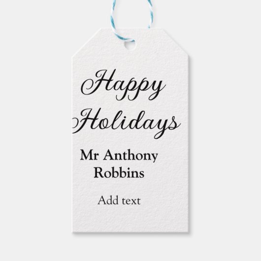 Happy holidays add name date year simple minimChri Cadeaulabel (Voorkant)