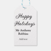 Happy holidays add name date year simple minimChri Cadeaulabel (Achterkant)