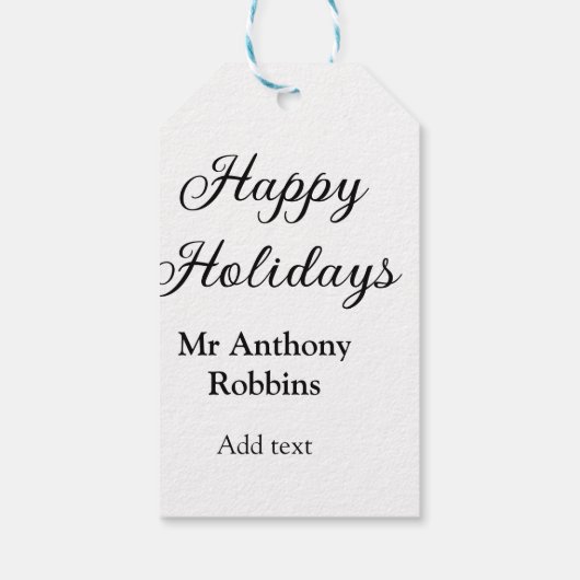 Happy holidays add name date year simple minimChri Cadeaulabel (Achterkant)