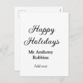 Happy holidays add name date year simple minimChri Feestdagenkaart (Voorkant / Achterkant)