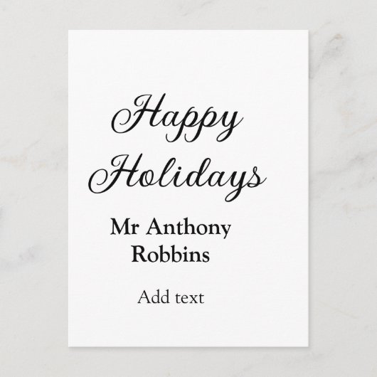 Happy holidays add name date year simple minimChri Feestdagenkaart (Voorkant)