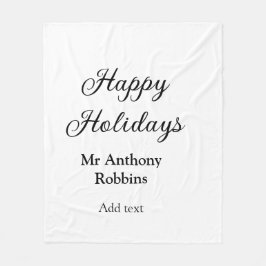Happy holidays add name date year simple minimChri Fleece Deken